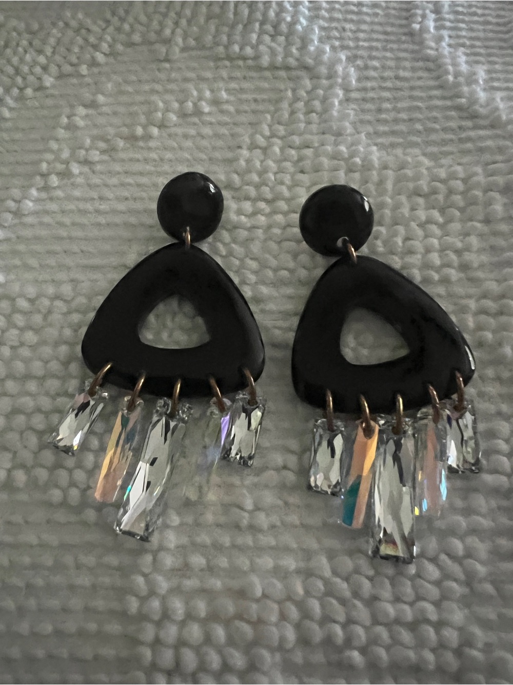 NEST Jewelry Black Drop Earrings with Crystal Fringe